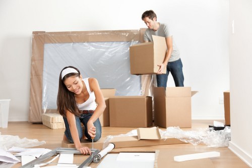 Removal van and boxes for a Charlton home move