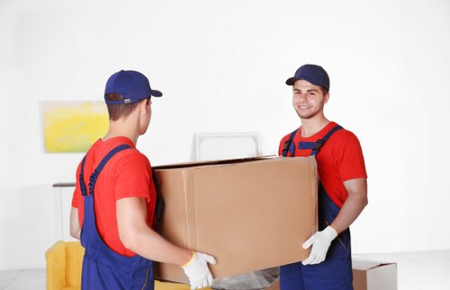 Removal van and packed boxes for Charlton moving services